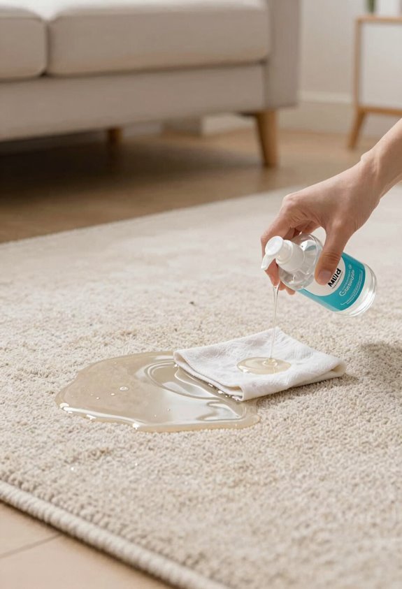 mild cleaner blotting until clear